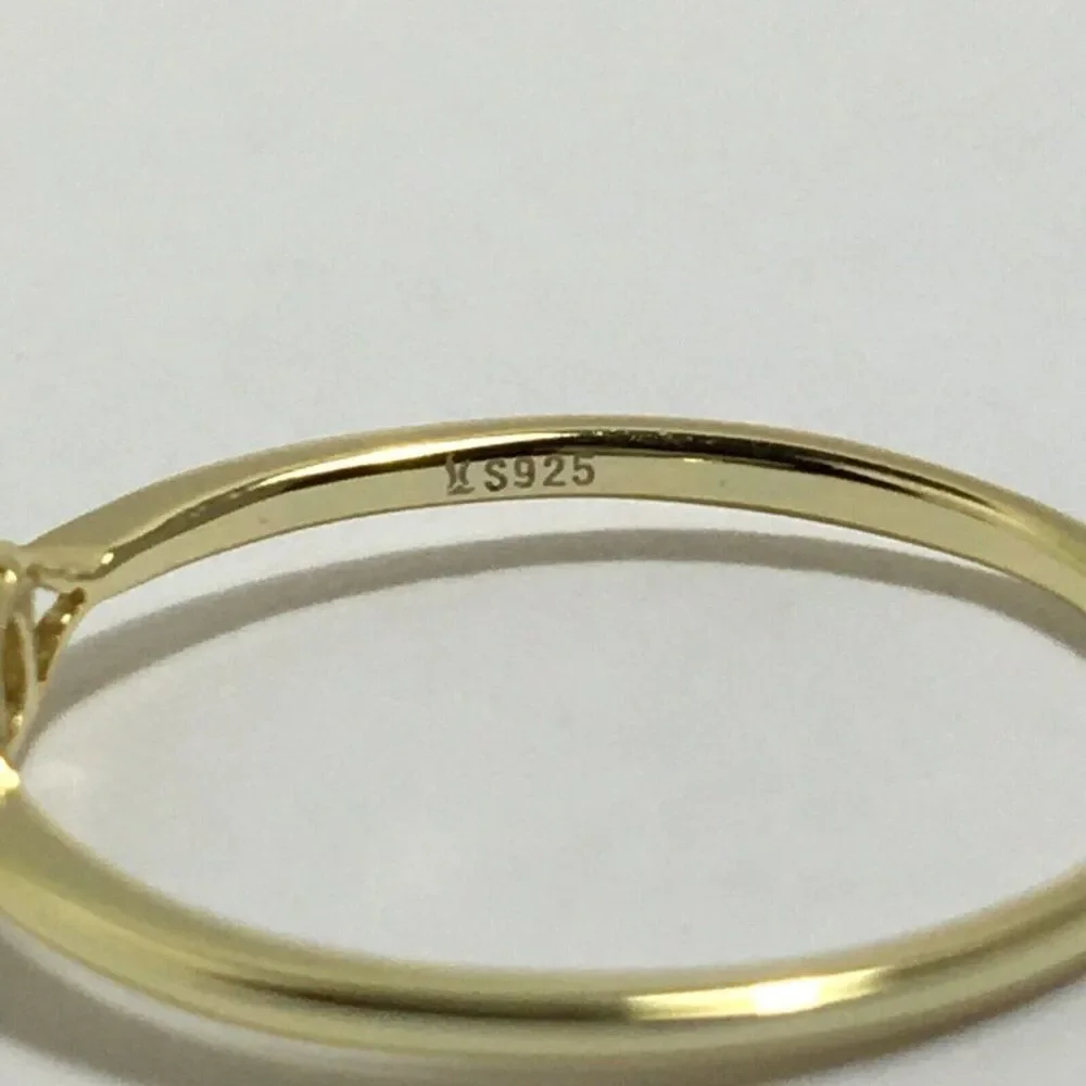 Sterling Silver Ring Size 7 Yellow Gold Plated Pink Lab Created Cubic Zirconia